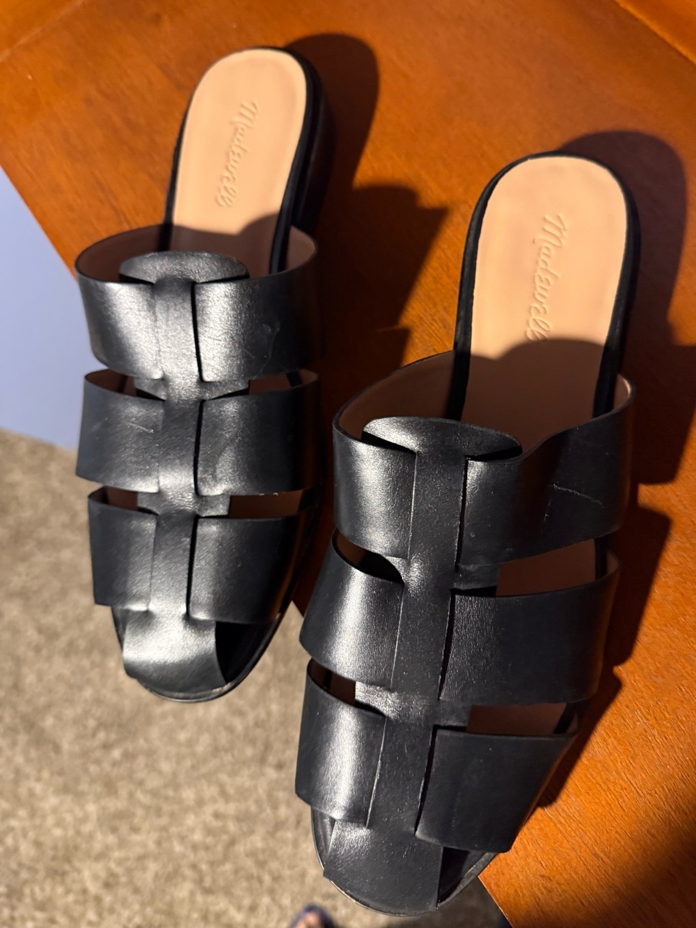 Madewell Black Woven Slide Mules, size 10.5